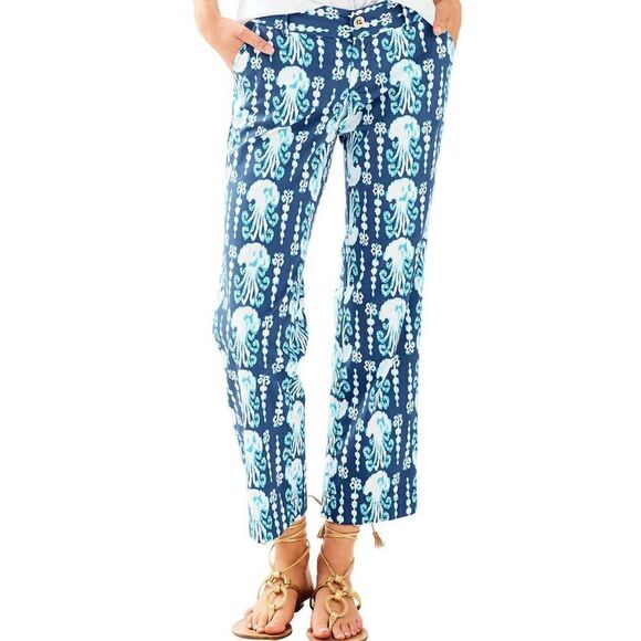 Lilly Pulitzer Cocoanut walk crop indigo ikat pant size 0 - Picture 1 of 16
